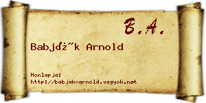 Babják Arnold névjegykártya
